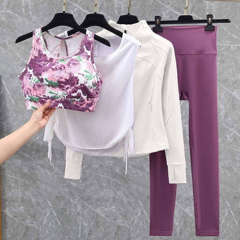 Damski strój do jogi i biegania z wysokim stanem, szybkoschnący - Podnoszący biodra, zestaw fitness na wiosnę/jesień