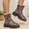 Fashion Leopard Print Platform Ankle Boots Women Plus Size 43 Thicken Plush Warm Winter Boots Woman Non Slip Zipper Short Botas