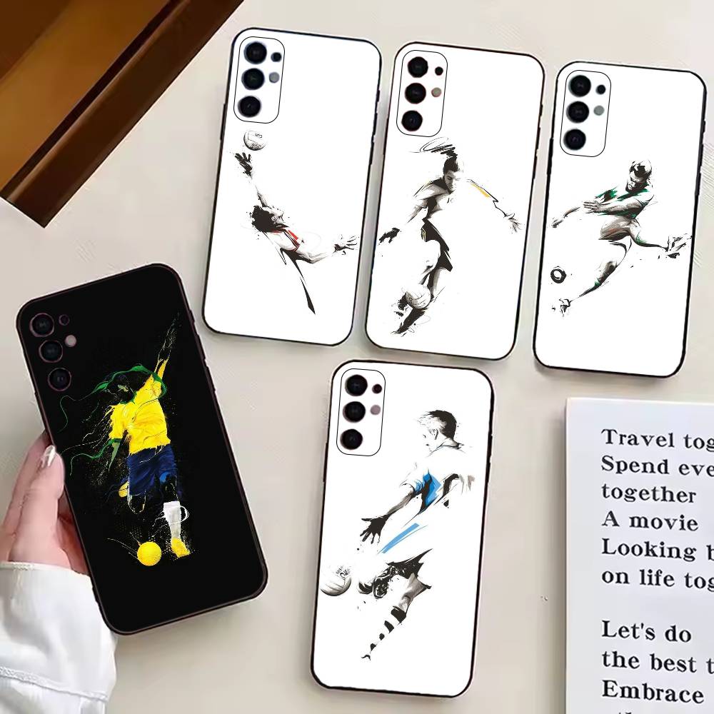 Abstract figure Soccer Support Phone Case For Samsung S25,S24,S21,S22,S23,S30,Ultra,S20,Plus,Fe,Lite,Note,10,Black Cover