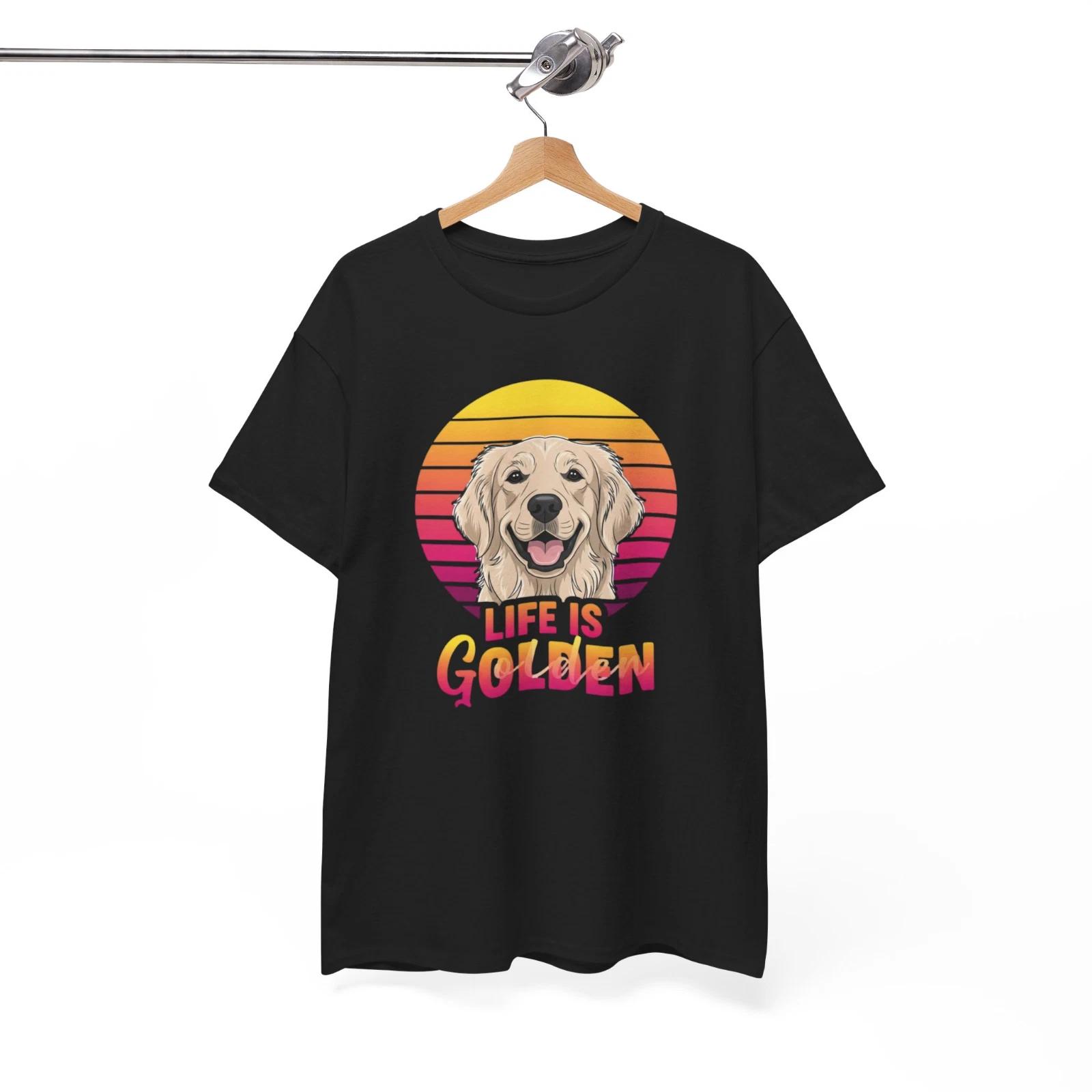 

Life Is Golden T Shirt Golden Retriever Dog Puppies Pet Unisex T-shirt S
