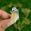 925 Silver Natural Botswana Agate Stackable Skull And Bone Adjustable Ring