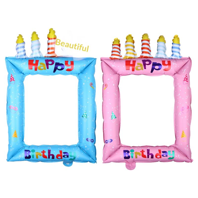 1/3/5Pcs Portable Birthday Photo Frame Foil Balloon for Birthday Party Favor Gift Home Gathering Photo Prop Decor