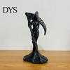 Dark Aesthetic Home Decor Gothic Faceless Witch Reaper Resin Statue, Vintage Black Robed Grim Figurine, Matte Scythe Figurine Desktop Ornament