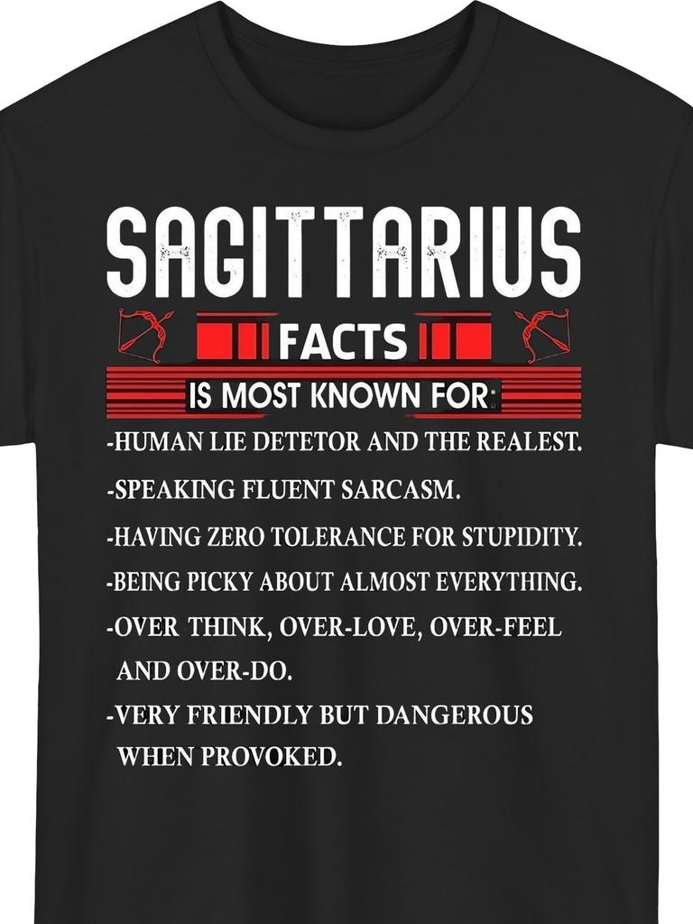 Sagittarius Zodiac Funny Traits T-Shirt Sarcastic Astrology Graphic Tee for M