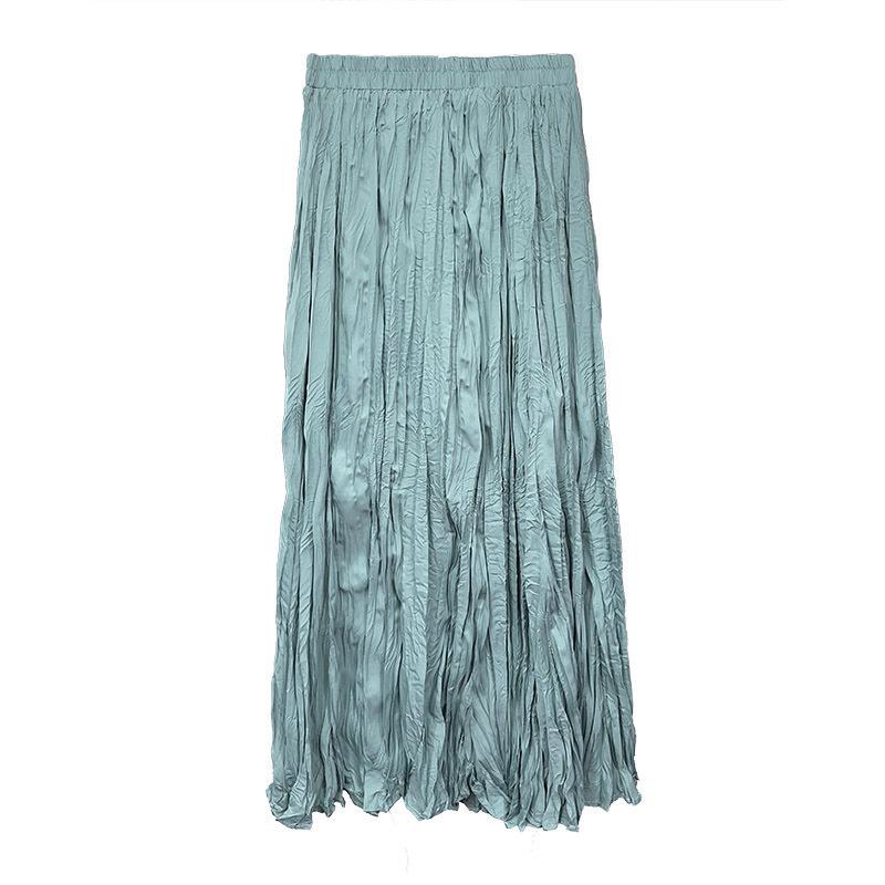 Extended crushed skirt Women's dance long skirt Korean high temperature setting pleated skirt Elegant pleated skirt