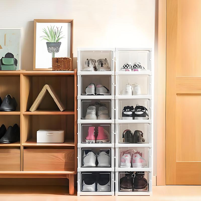Stackable shoe storage box set waterproof transparent plastic storage box pull-down front cover чистый 5190₽