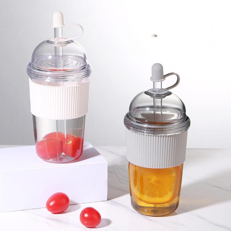 630Ml Large Capacity Household Juice Cup Straw Milk Cup Coffee Milk Tea Cup Ins Feng Shui Cup Office Worker Juice Cup