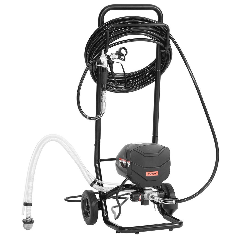 Stand Airless Paint Sprayer, 650W, 3000PSI High Pressure Airless Sprayer with Cart, Cleaning Brush, Hose, Extension Rod, Nozzles, Electric Spray Paint