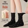 Women's Ruffle Polka Dot Scrunch Socks - Trendy Mid-Calf Cotton Ballet-Style Summer Socks