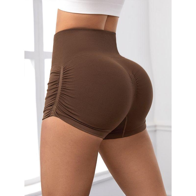 

Seamless High Waist Belly Contracting Ruched Peach Hip Sports Shorts Women s Tight Stretch Breathable Running Fitness Shorts Curry shorts S