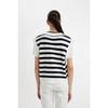 Gestreifter Strickpullover aus Selanik-Stoff mit V-Ausschnitt und normaler Passform C2658ax24au