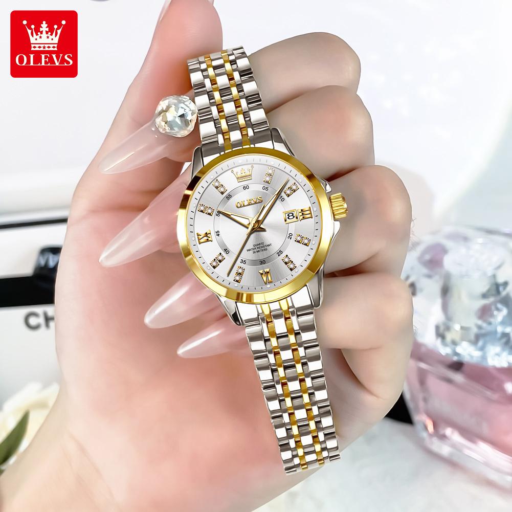 OLEVS Women Watch Luxury Brand Diamond Quartz Watch Fashion Automatic Calendar Waterproof Women Watch