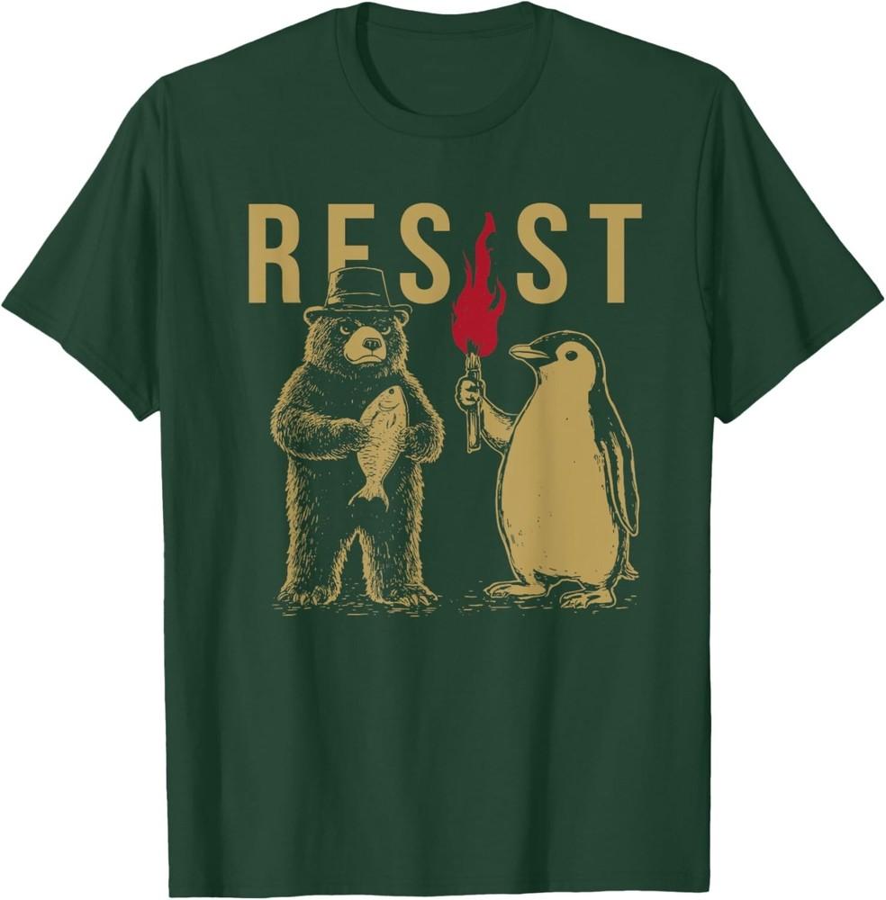 Resist Penguin and Bear Activism Graphic Anti Trump Unisex T-Shirt