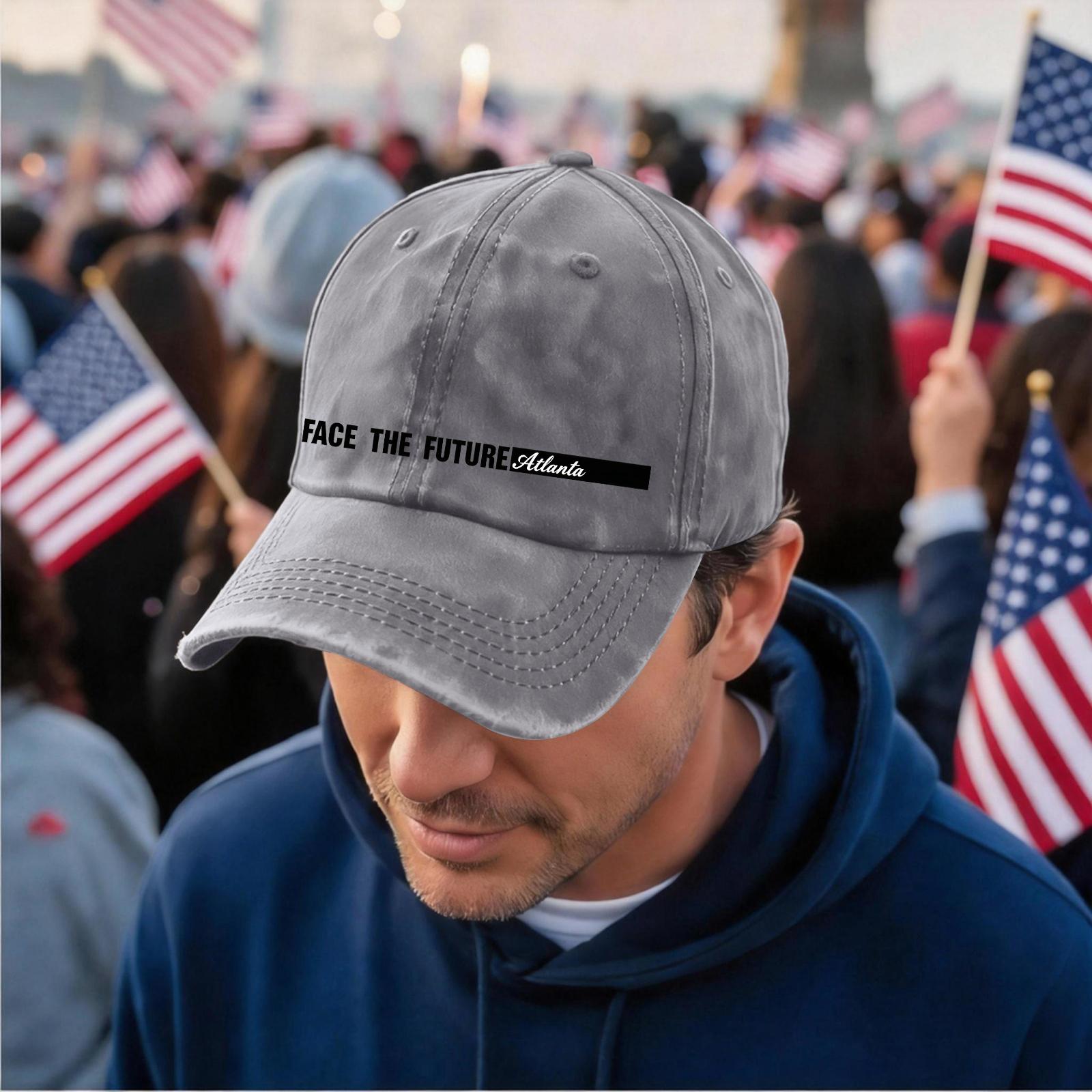 Men s and women s distressed washed casual baseball caps, trendy letter patterned hats