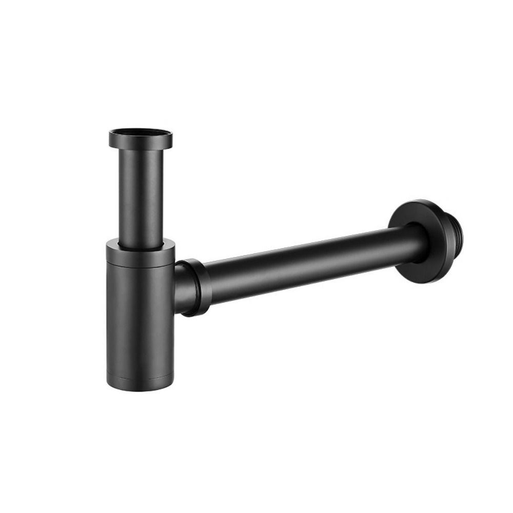 without overflow Round P-Trap Waste Pipe Kit Solid Copper Adjustable Height Siphon Drainer Plumbing Tube Removable