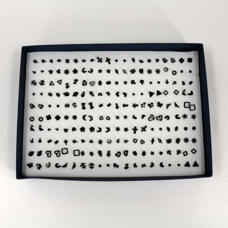 

100 пар мини-карманных геометрических пластиковых игл с сохранением цвета, милых маленьких сережек-гвоздиков