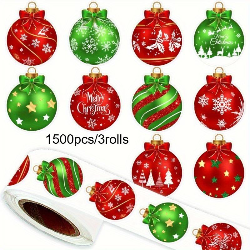1/2/3 rullar Julprydnadsklistermärken Julgranskula Pappersdekaler 10 Designs Vinter Självhäftande Dekorationsklistermärken för Kuvert