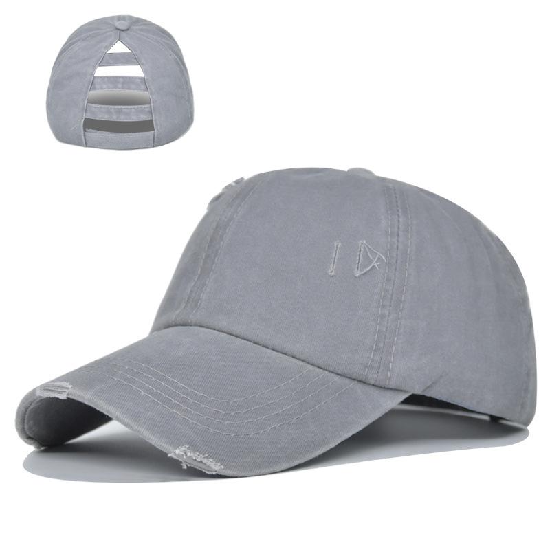 Cap Tongue Duck With Holes Ponytail Washed Baseball Cap Net Cap Cotton Material