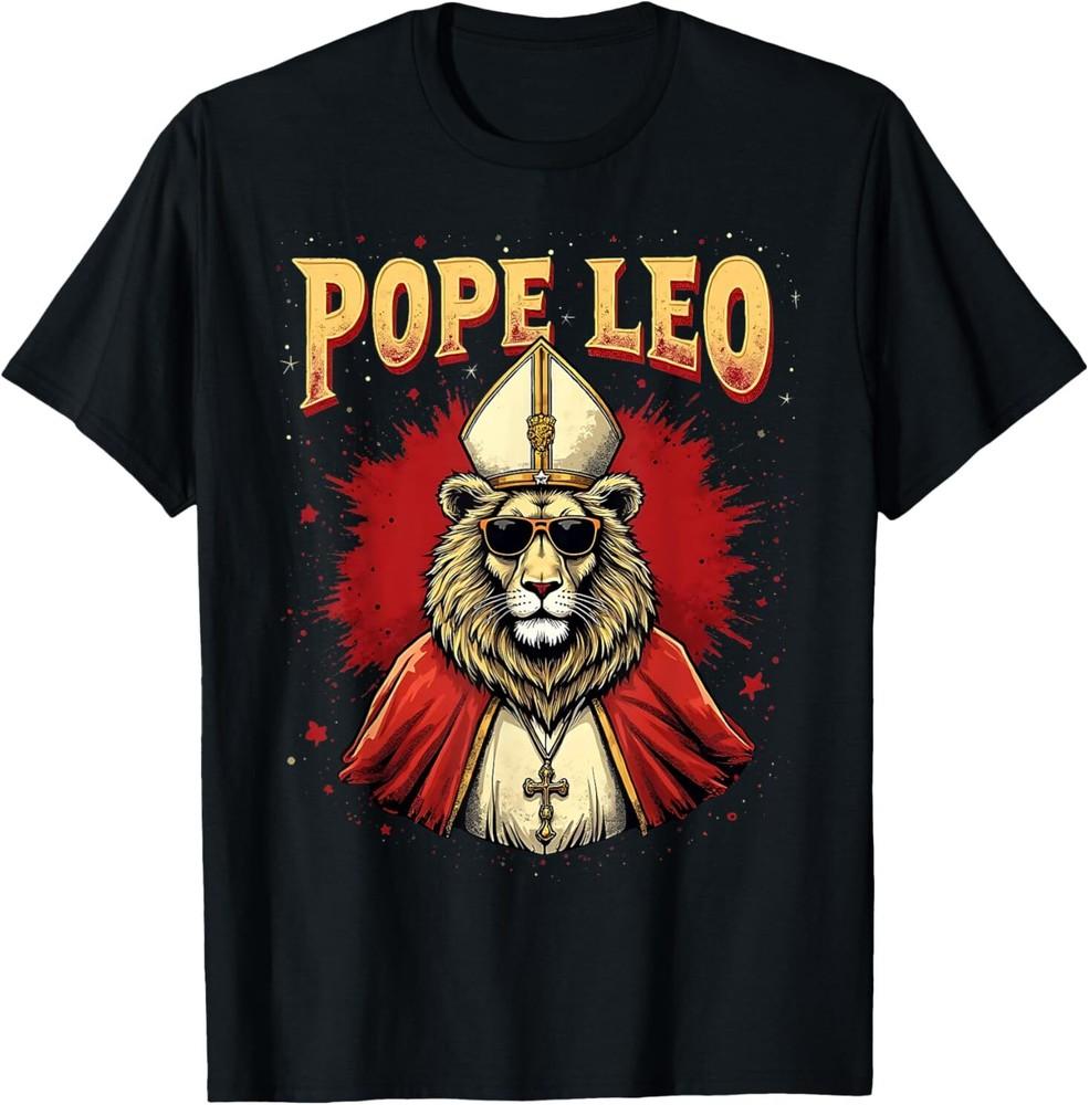 

Pope Leo Cool Retro Mitre Lion Religious Humor Art TShirt Unisex T-Shirt XXXXL