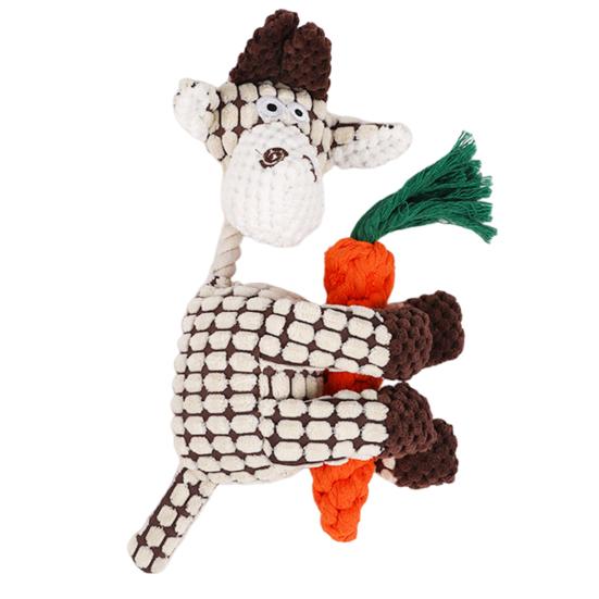 Interactive Squeaky Dog Toy Tough Stuffed Plush Animal Chew Toy for Aggressive Chewers Indestructible Teething Toy for Small Medium Large Dogs