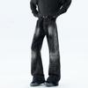 American ins versatile lightning pattern black micro-pull jeans men's autumn new thin trousers casual pants tide
