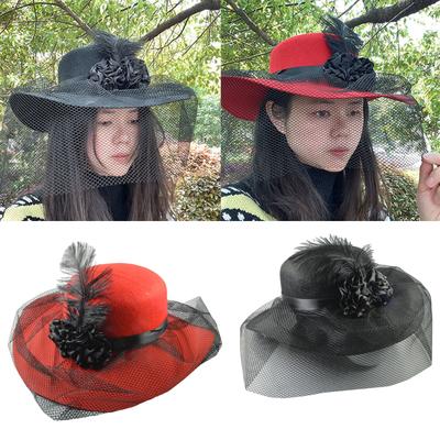 Tea Party Hat with Veil Church Fascinator Hat For Women With Net Church Hat Derby Hat Bridal Shower Hat Wedding Hat