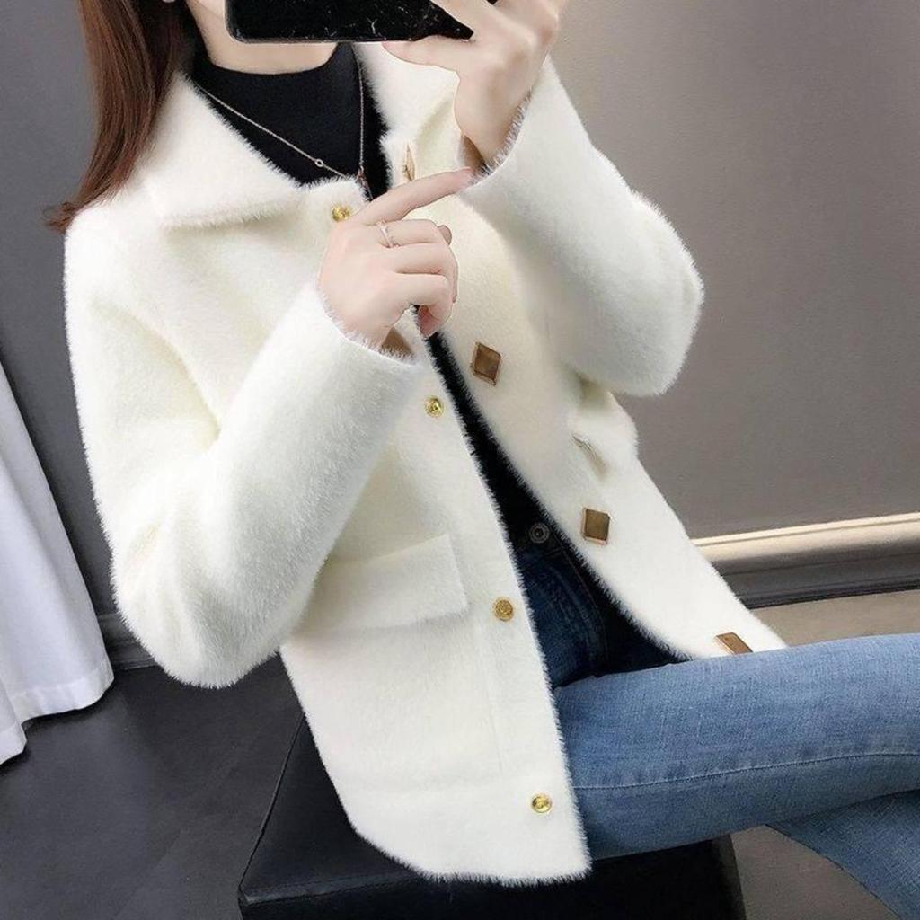 Maglione cardigan da donna Giacca in velluto di visone imitazione Maglioni cardigan lavorati a maglia da donna