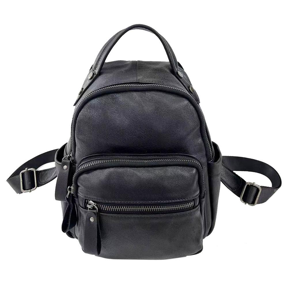 All Leather Backpack Black Cowhide Fashion Versatile Soft Leather Women'S Backpack Women'S Bag