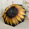 Cosmic Sunflower Bloom Compact Travel Automatic Umbrella with 8-Rib Compact Design All-Season Umbrella for Travel Elegant Women's Umbrella