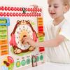 Kids Calendar Board Wooden Clock Toy Time Date