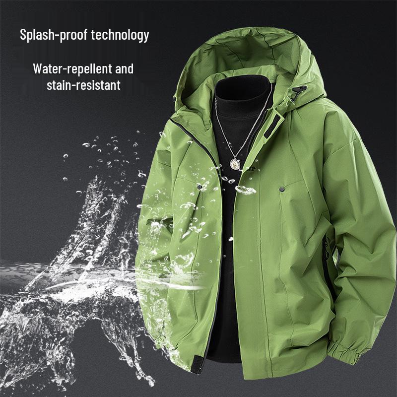 

Spring Autumn Waterproof Hooded Jacket for Mountain and Casual Wear - Unisex Mountaineering Workwear Style M колір зеленого яблука