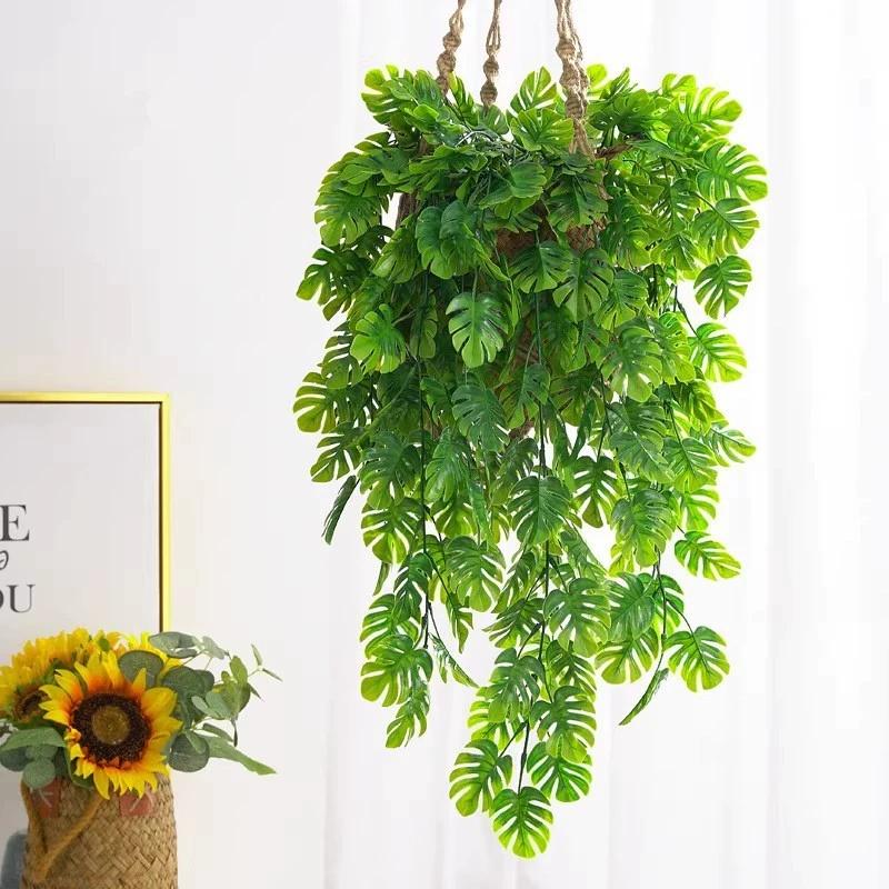 2pcs UV Resistant No Fade Artificial Hanging Ivy Plants Lush Cascading Vines Realistic Faux Greenery -All Season Outdoor Decor