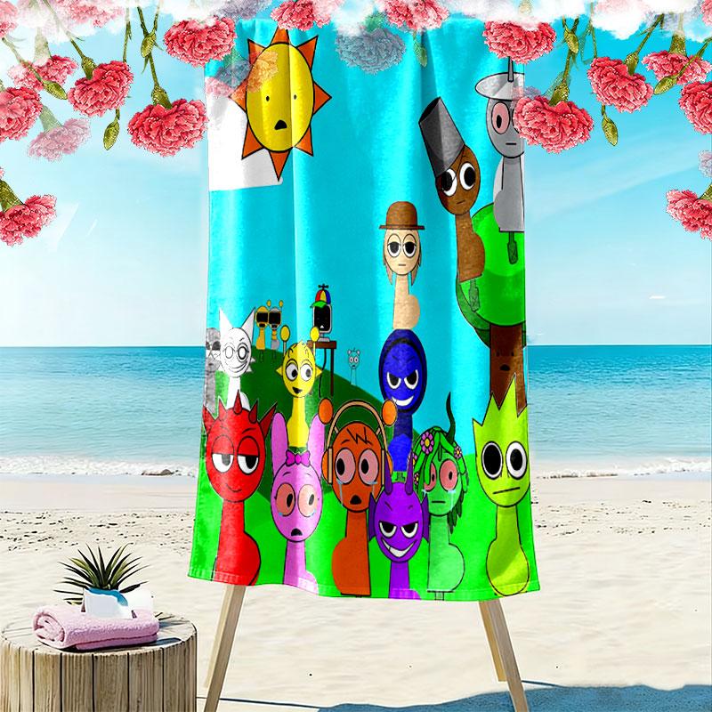 Asciugamano da Spiaggia Sprunki Print, Asciugamano Grande Morbido ad Asciugatura Rapida per Spiaggia Campeggio Nuoto