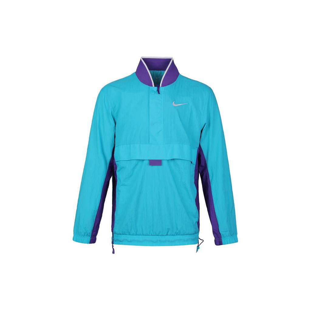 Nike Logo Print Hidden Zip Jacket Men Outerwear Blue AJ3919-415