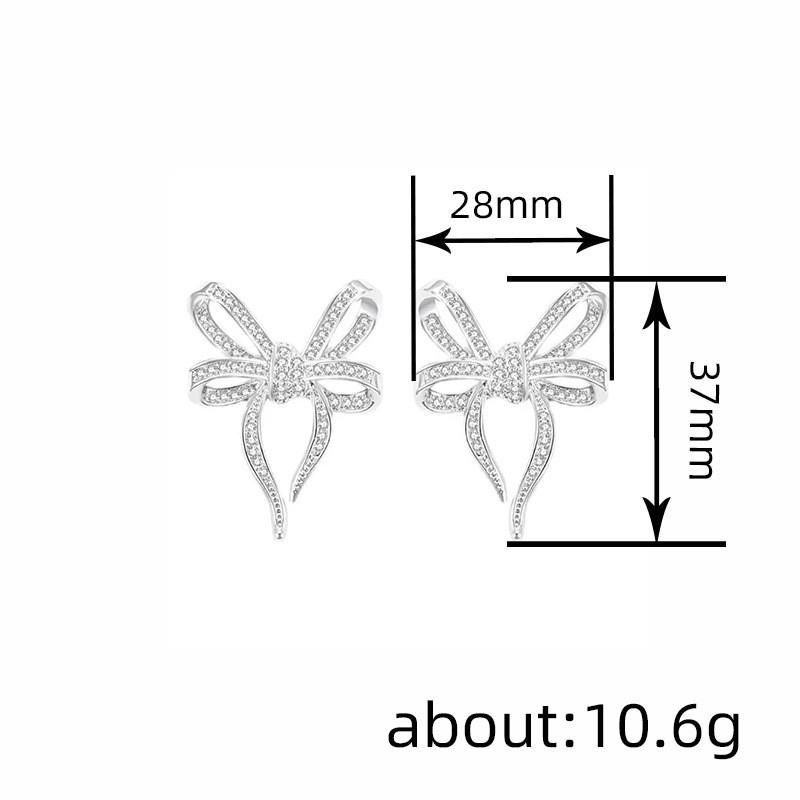 Big Bow Stud For Women Earrings Stylish Stylish Sparkling Earrings Crystalline Cubic Zircon Stone Romantic Female JewelryFashion Stud