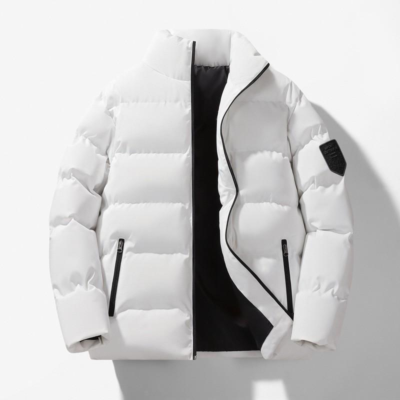 Mens Womens Winter Thick Cotton Puffer Jacket Stand Collar Zip Front Casual Streetwear Outerwear Youth