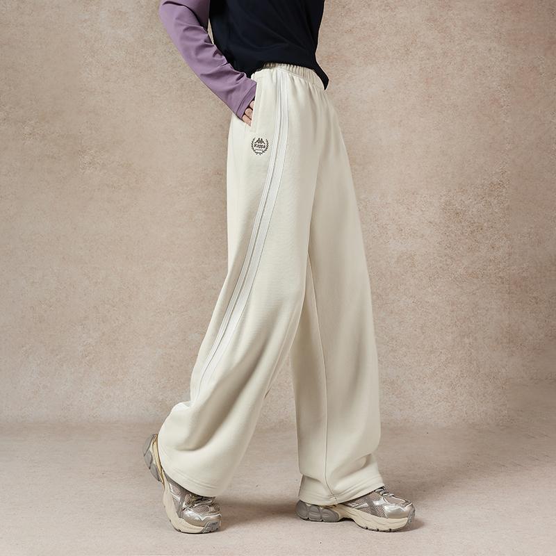 Kappa 1916 Series Retro Design Knitted Long Pants Breathable Sport Splicing Fashion Straight Pants Casual Pants Women bottoms K0E62AK01D-0114