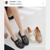 British Style Retro Small Gold Buckle Round Head Spring and Autumn Thick Sole One Pedal PVC Loafers Women's Shoes