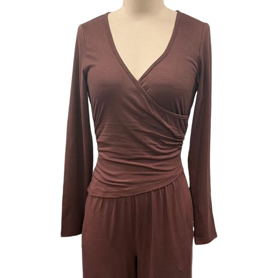 Women's 2 Piece Lounge Sets V Neck Long Sleeve Top And Wide Leg Pants Set Spring Autumn Casual Outfits