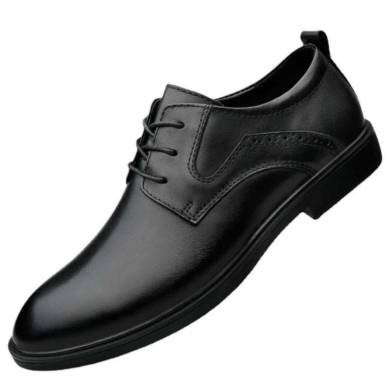 Business dress first-layer cowhide men's shoes with an inner height of 4.5CM leather shoes, autumn casual large-size leather shoes