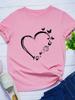 Butterflies Heart Print Women T Shirt Short Sleeve O Neck Loose Women Tshirt Ladies Tee Shirt Tops Clothes Camisetas Mujer