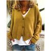 Women's Spring and Autumn Loose Knit Cardigan Solid Color V-neck Long-sleeved Single-breasted Loose Knit Sweater Coat