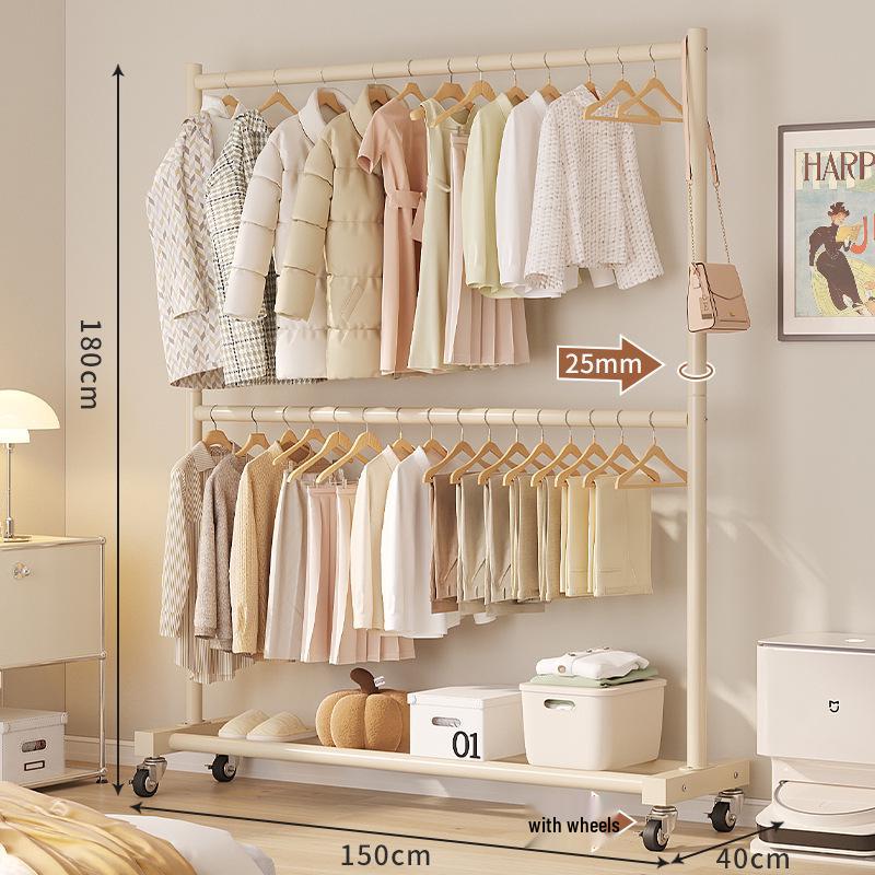 Double-Layer Hanger: Space-Saving Floor Rack for Clothes and Hats