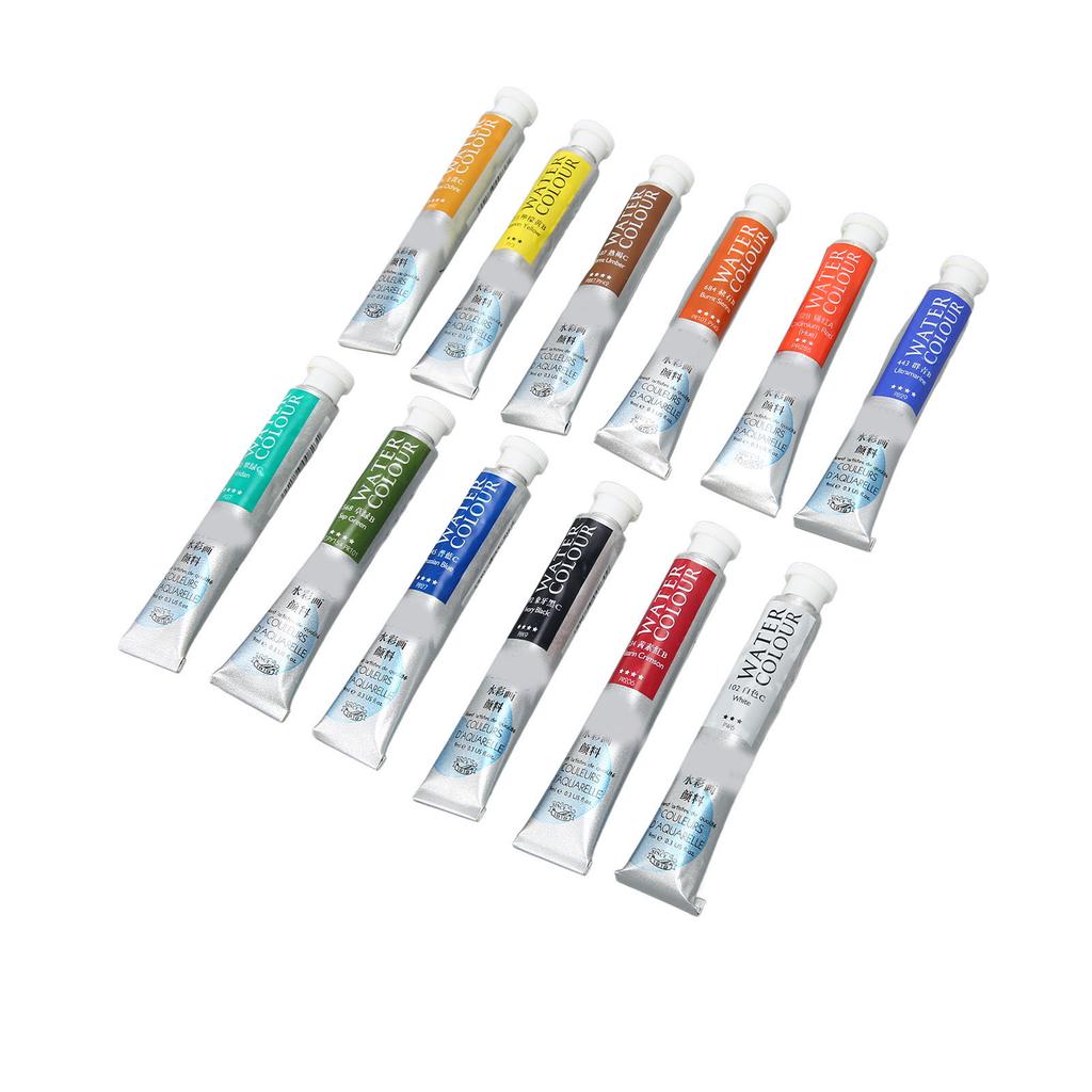 Water Color Paint 12 Colors 9ml Tube Bright Vibrant Nice Transparency Watercolor Paint Set for Artist Painting