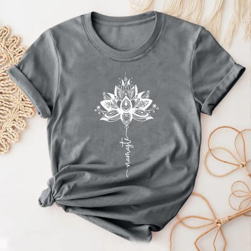 Mode Frauen Lotus Totem Lila Ring Print T Shirt Lustige Casual Oansatz Kurzen Ärmeln T-shirt Sommer Weibliche T-shirt