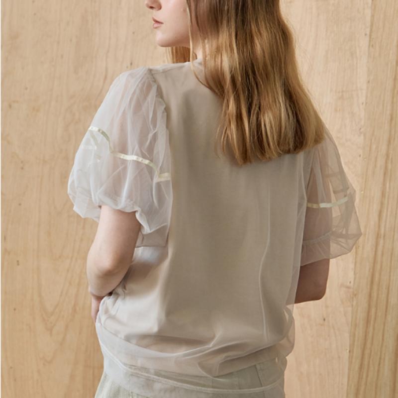 Maxza Mesh Balloon Sleeve Blouse Ze06qt019na