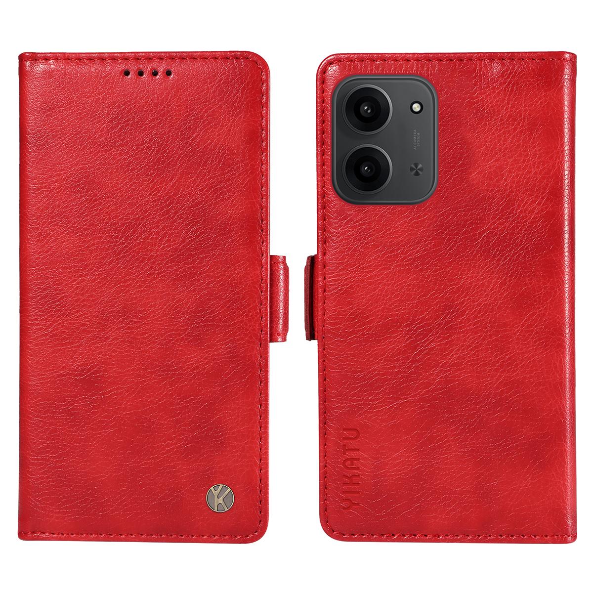 

Для Xiaomi Redmi 15C 4G (173мм) Чехол YIKATU YK-007 Кошелек-обложка для телефона из ПУ кожи с текстурой личи Red