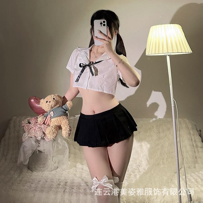 Sexy Uniform Sailor Uniform J Student Cute Pure Desire Short Skirt Free Pleated Skirt Campus Dress College Style Soft Girl