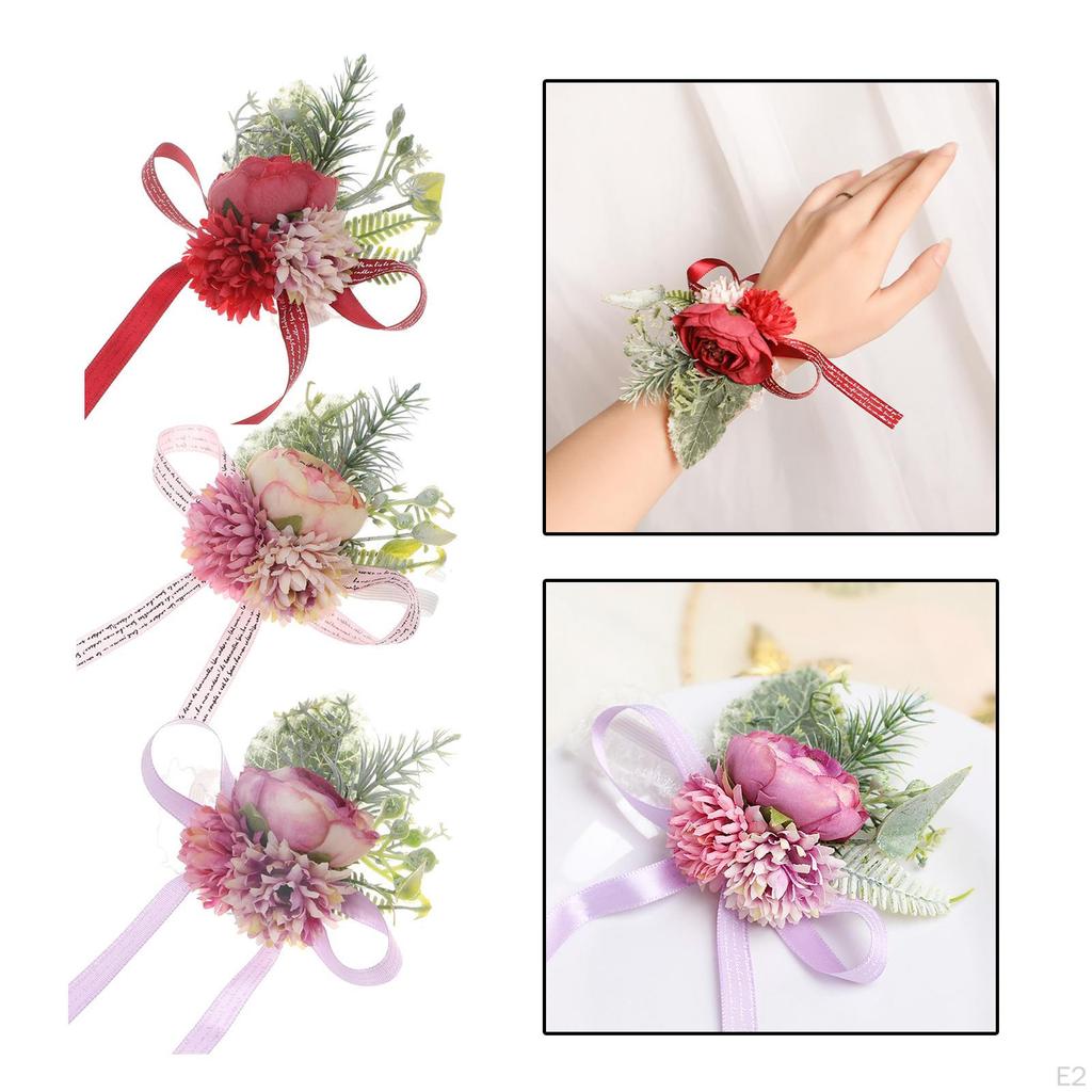 Wrist Corsage Bracelet Rose Artificial Ceremony
