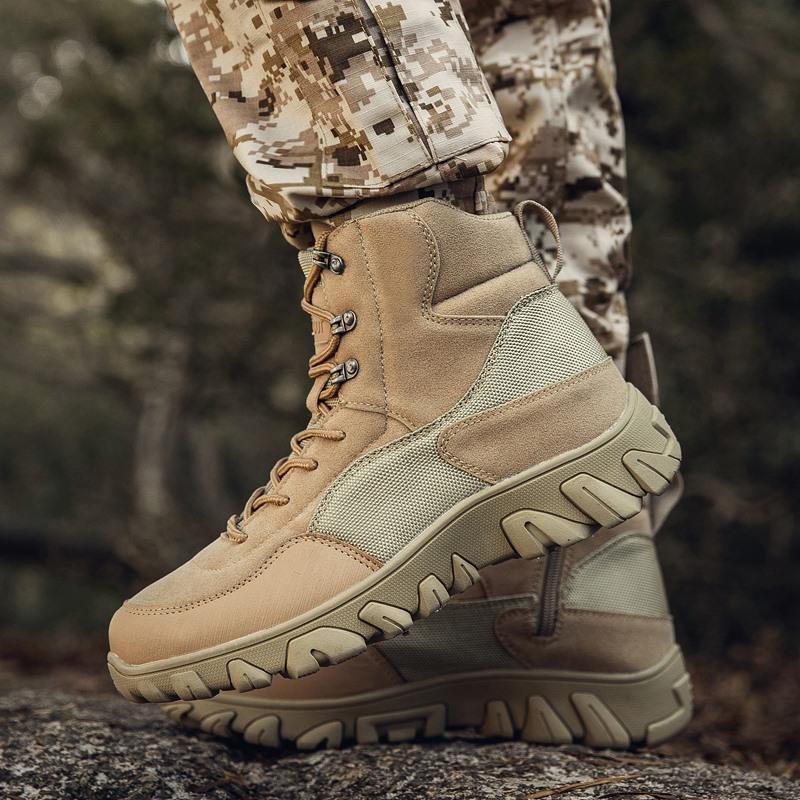 39-47 Men's Plus Size Anti Slip and Wear-resistant Trendy Outdoor Combat Boots Outdoor High Top Workwear Boots Casual Military Boots
